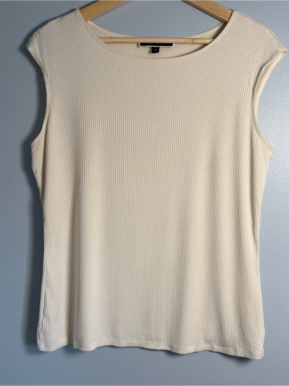 Melanie Lyne Cream Ribbed Lined Sleeveless Top size Large